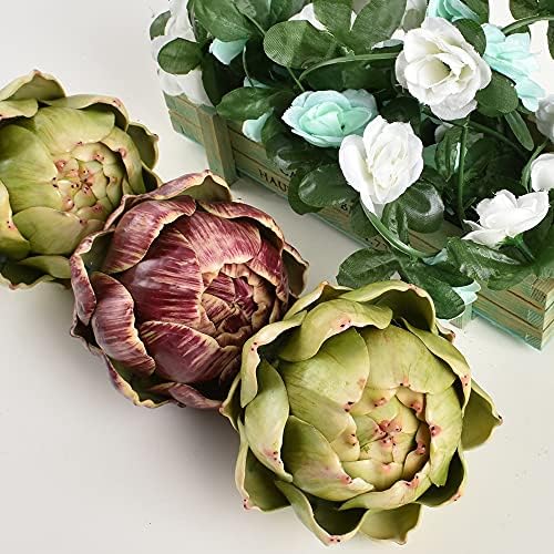 Artichoke Artificial Decor Set of 3 Green Red