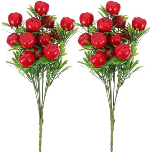 PRETYZOOM Artificial Apple Branches 2pcs Decor Vase
