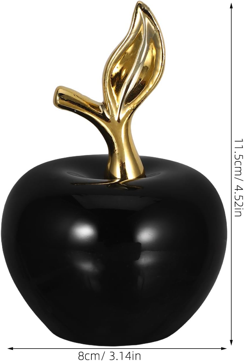 Cabilock Ceramic Apple Figurine Ornament Black