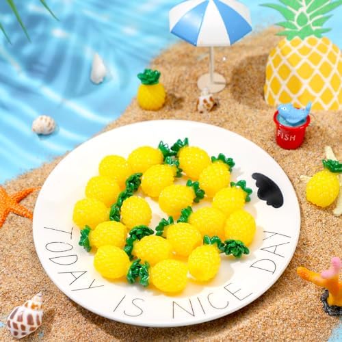 50 Pcs Mini Resin Pineapples Artificial Decorations