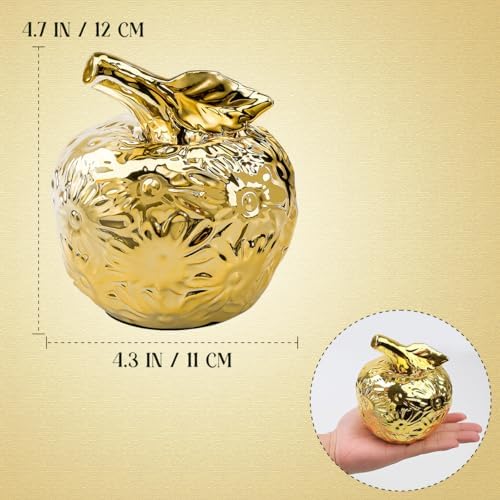 Folmywy Ceramic Apple Ornament with Gold Flower Pattern