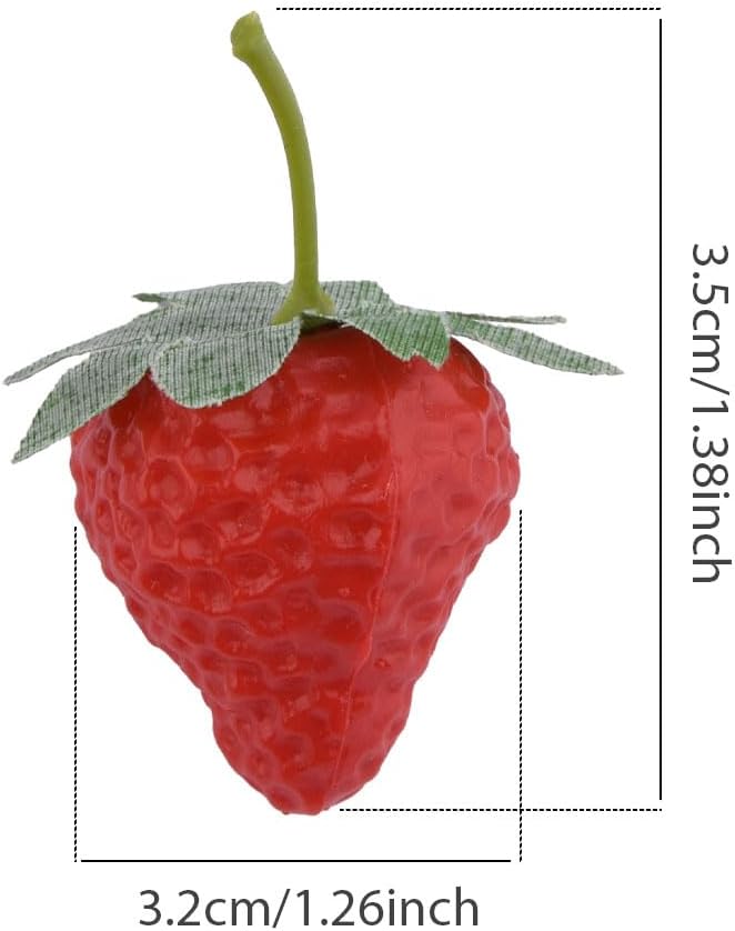 50-Piece Realistic Fake Strawberries with Stems and Leaves