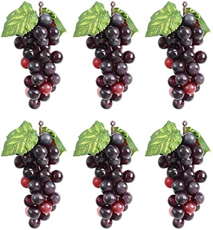 Luckforest Artificial Grapes 6Pcs Red Frosted Cluster Decor