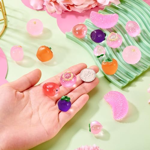 16Pcs Glow in The Dark Mini Pink Fruit Decorations
