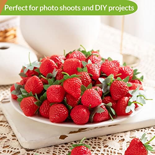 60 Pieces Realistic Fake Strawberries Decor