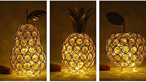 Crystal Pear Ornament with Gold Rings and String Light