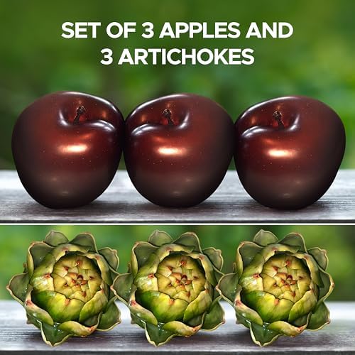 Faux Artichokes and Apples for Decor