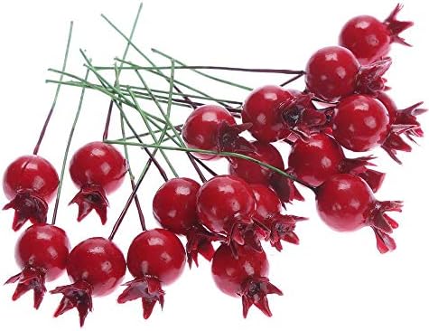 RAYNAG 100 Pieces Mini Artificial Pomegranate Decor Red