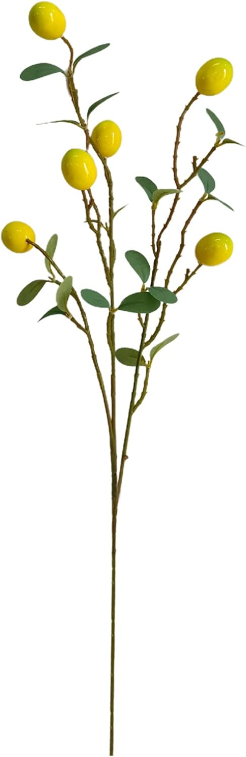 6Pack Artificial Lemon Branches Vivid Yellow Home Decor