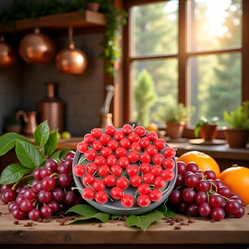 20Pcs Red Artificial Cherries Decoration Decorative Fruit Ornament