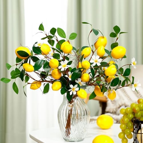 Giegxin 4 Pack Artificial Lemon Branches 189 Inch DIY Decor
