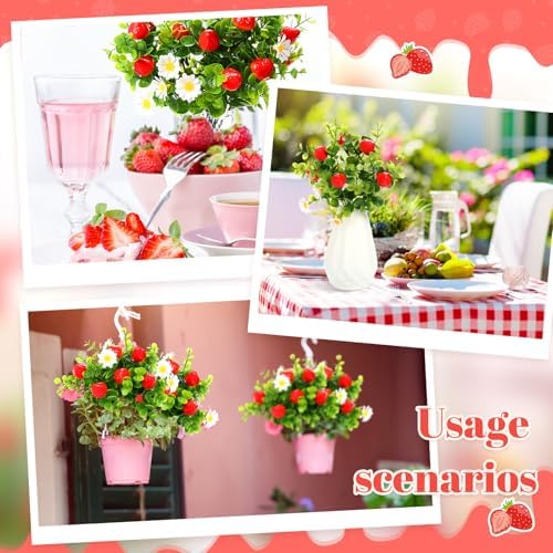 Tigeen 6 Pack Artificial Strawberry Decorations