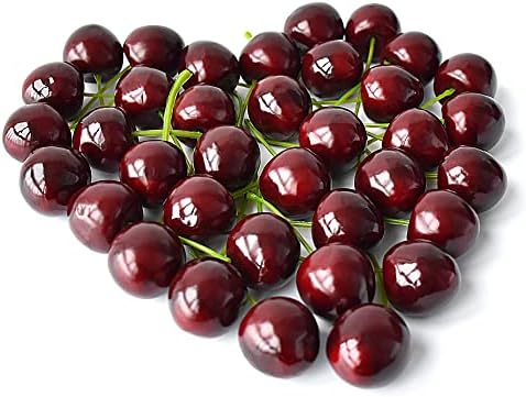 36 Pcs Artificial Lifelike Cherries Decoration Set Black