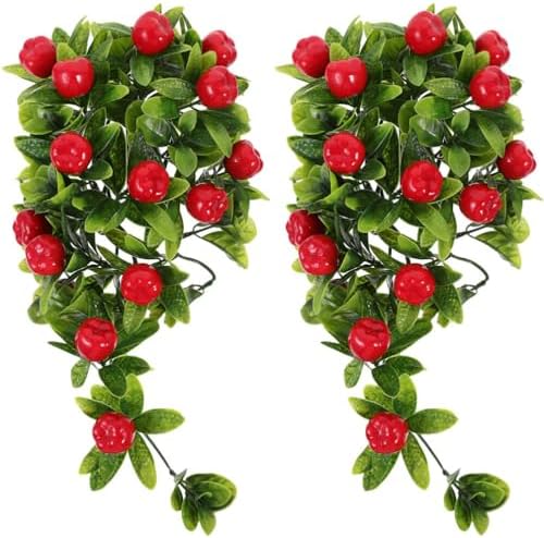 HOMSFOU 2Pcs Artificial Hanging Fruit Vine with Hooks