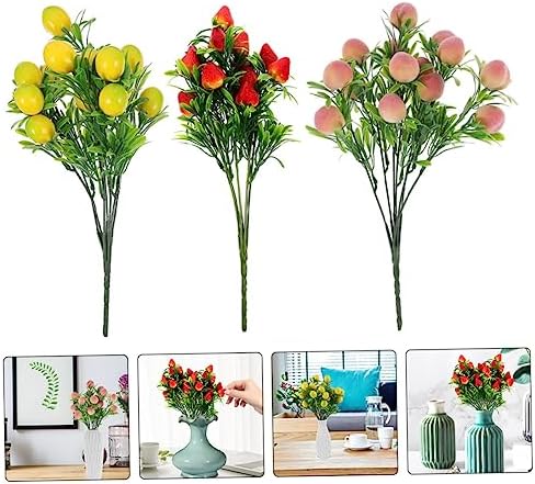 PRETYZOOM 3Pcs Artificial Fruit Branches for Home Decor