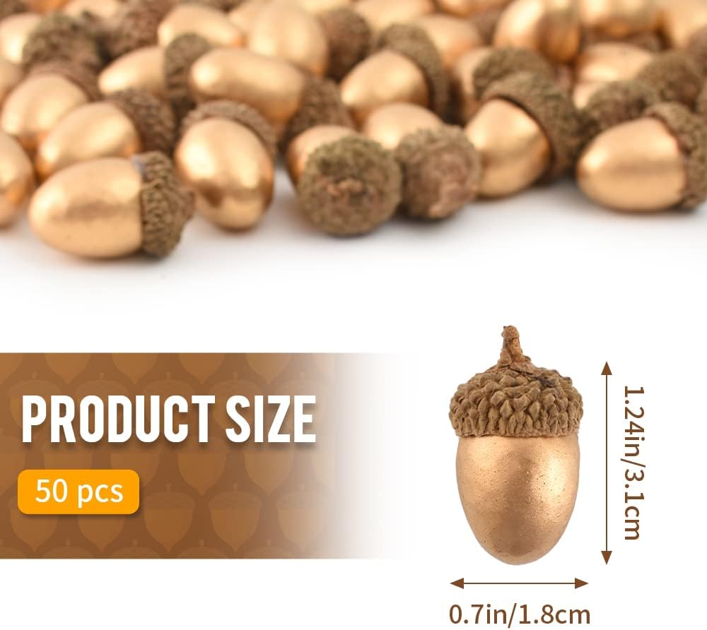 HUIANER Gold Artificial Acorns 50PCS for Christmas Decor