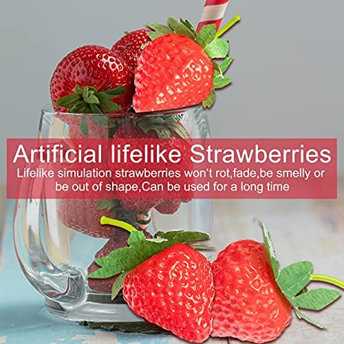VIDELLY Realistic Artificial Strawberries 20 Pieces S Size