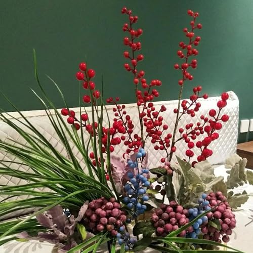 Artificial Burgundy Berries Stems 20 Pcs 12 Inch Each