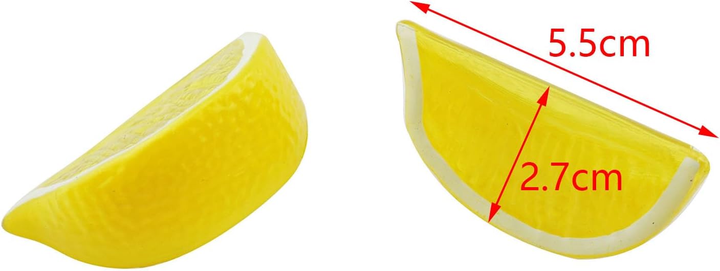 RLECS 10PCS Artificial Yellow Lemon Slices 3x15cm