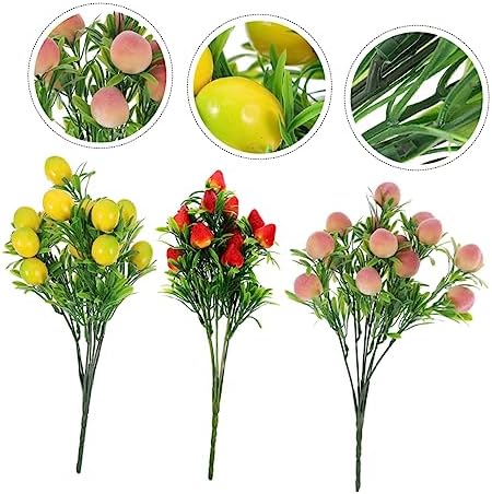 PRETYZOOM 3Pcs Artificial Fruit Branches for Home Decor