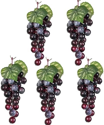 Bairdish 5 Bunches Purple Rubber Grapes Artificial Fruit