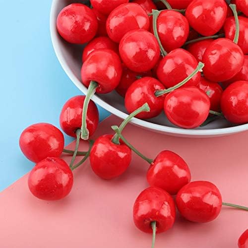 20Pcs Red Artificial Cherries Decoration Decorative Fruit Ornament