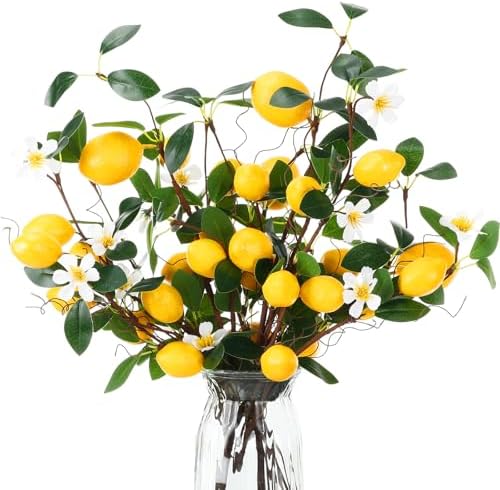 Giegxin 4 Pack Artificial Lemon Branches 189 Inch DIY Decor