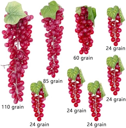 Woohome 8 Bunches Artificial Red Grapes with Vines