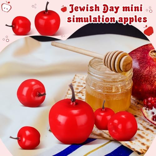 Wonderjune 30 Pcs Fake Fruit Artificial Apples Rosh Hashanah Decorations