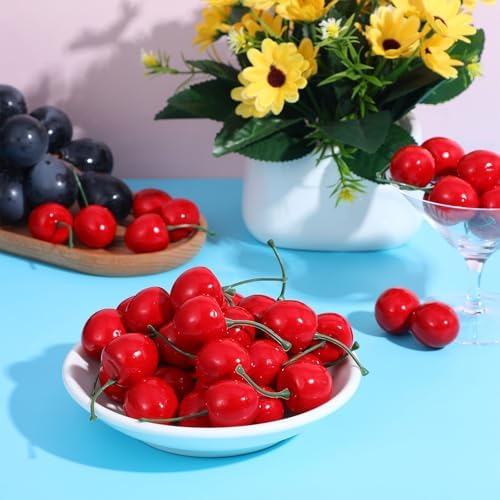 60Pcs Realistic Artificial Cherry Decorations