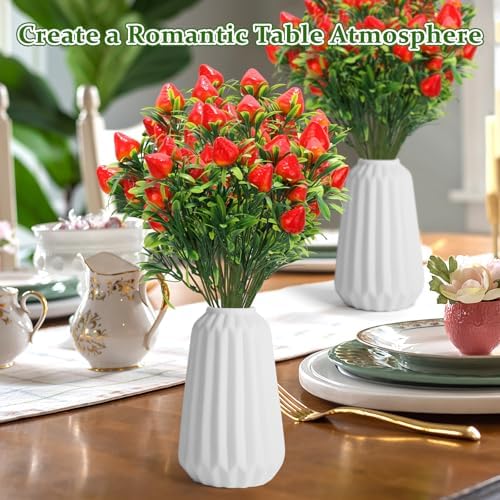 6Pcs Artificial Strawberry Plants for Table Decor