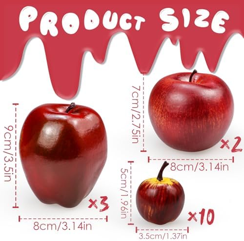 15 Pcs Artificial Apples Decor Set