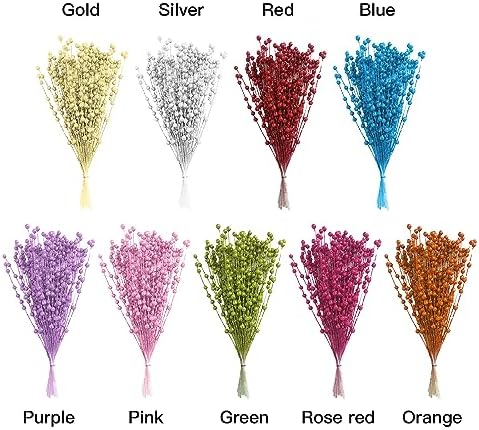 50Pcs Glitter Berry Stem Ornaments 157in Silver Christmas Decor