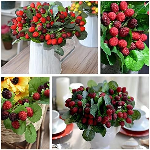 M2cbridge 4PCS Artificial Raspberry Red Berry Strawberry Faux Fruit Decor