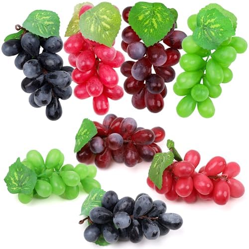 Folmywy 8 Pack Realistic Artificial Grape Bunches