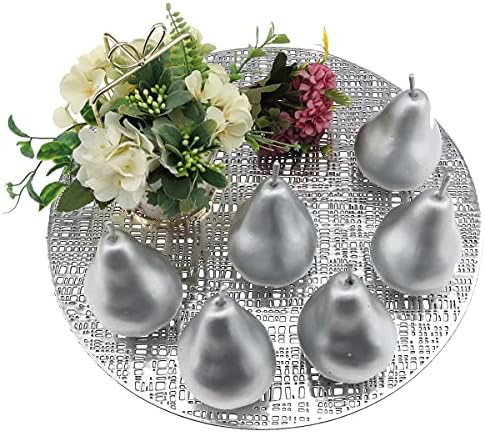 6 PCS Artificial Silver Lifelike Pear Decorations