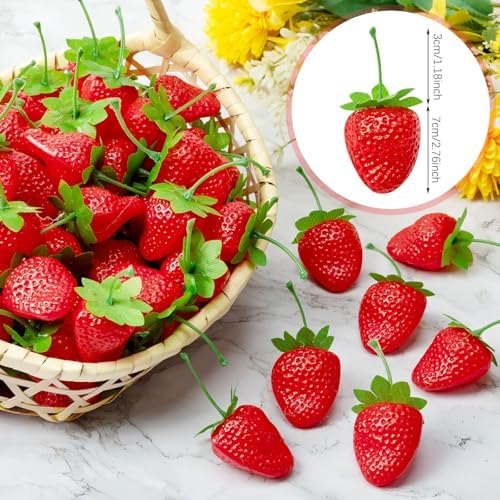 Lyrow Realistic Artificial Strawberries 150 Pcs Decor