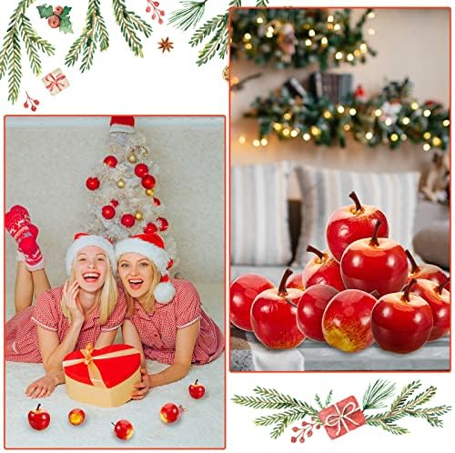 Dingion 16 PCS Artificial Red Apple Decorations