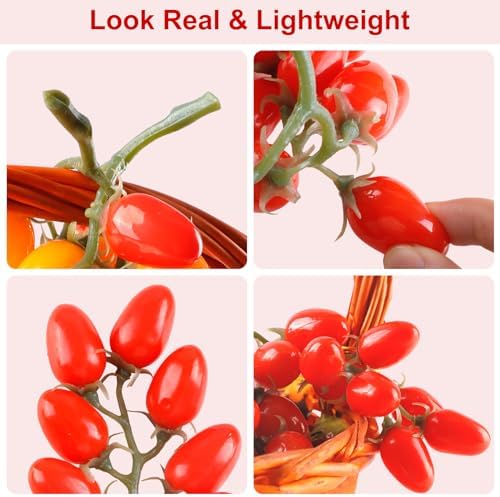 Realistic Artificial Tomato String 2 Pack Red and Yellow