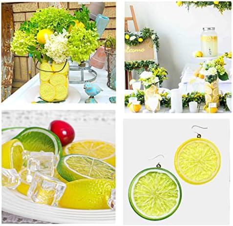 Tevrel 70Pcs Artificial Lifelike Cherries Lemon Slices and Wedges Decor