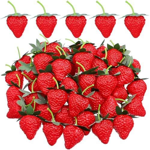 Healifty Realistic Artificial Strawberries 50pcs DIY Decoration