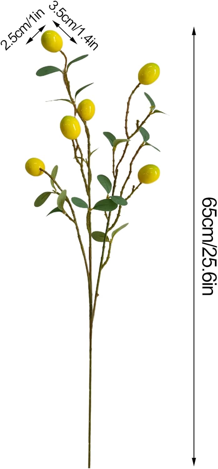 6Pack Artificial Lemon Branches Vivid Yellow Home Decor