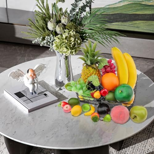 Woration Black Fruit Basket with 25 Artificial Fruits Set