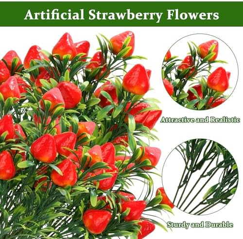 6Pcs Artificial Strawberry Plants for Table Decor