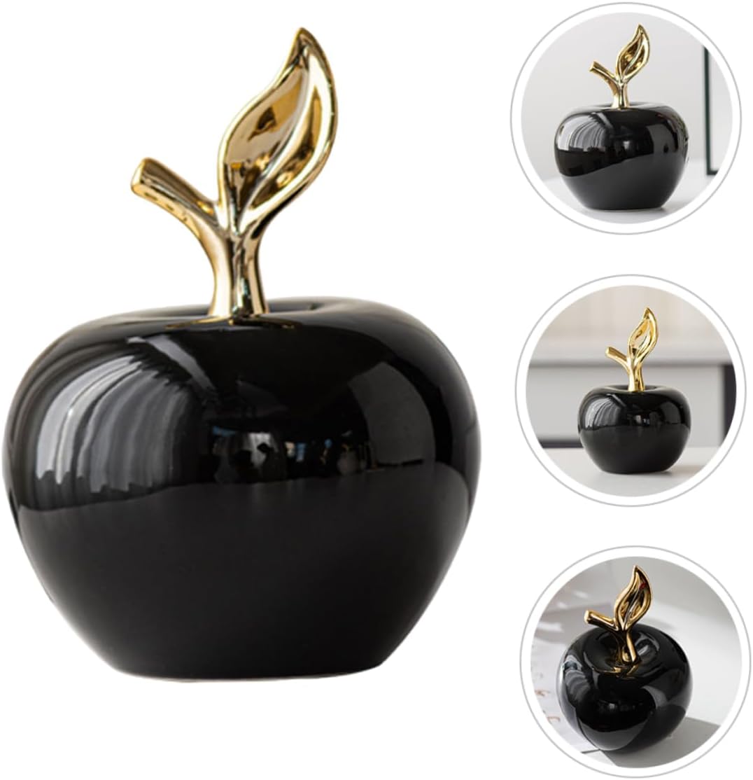 Lifelike Small Ceramic Apple Figurine for Home Office Decor