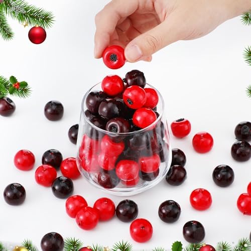 200 Pcs Christmas Artificial Cranberries Decor