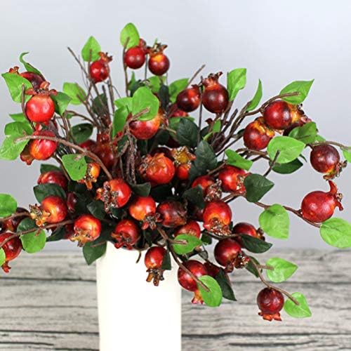 Group of 5 Artificial Rosehip Berries Pomegranate Branches