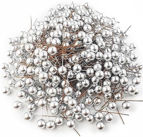 GXXMEI 300PCS Artificial Holly Berries Silver