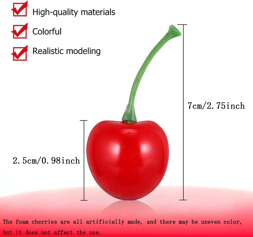 Pack of 25 Artificial Lifelike Cherry Decor