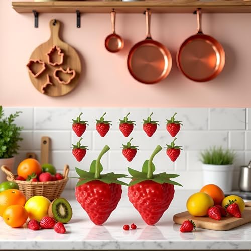 10 Pcs Realistic Artificial Strawberries Decorations